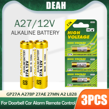 3Pcs Alkaline Batterij 12V A27 27A G27A MN27 MS27 GP27A L828 V27GA ALK27A A27BP K27A VR27 R27A Voor alarm Afstandsbediening Droge Cel