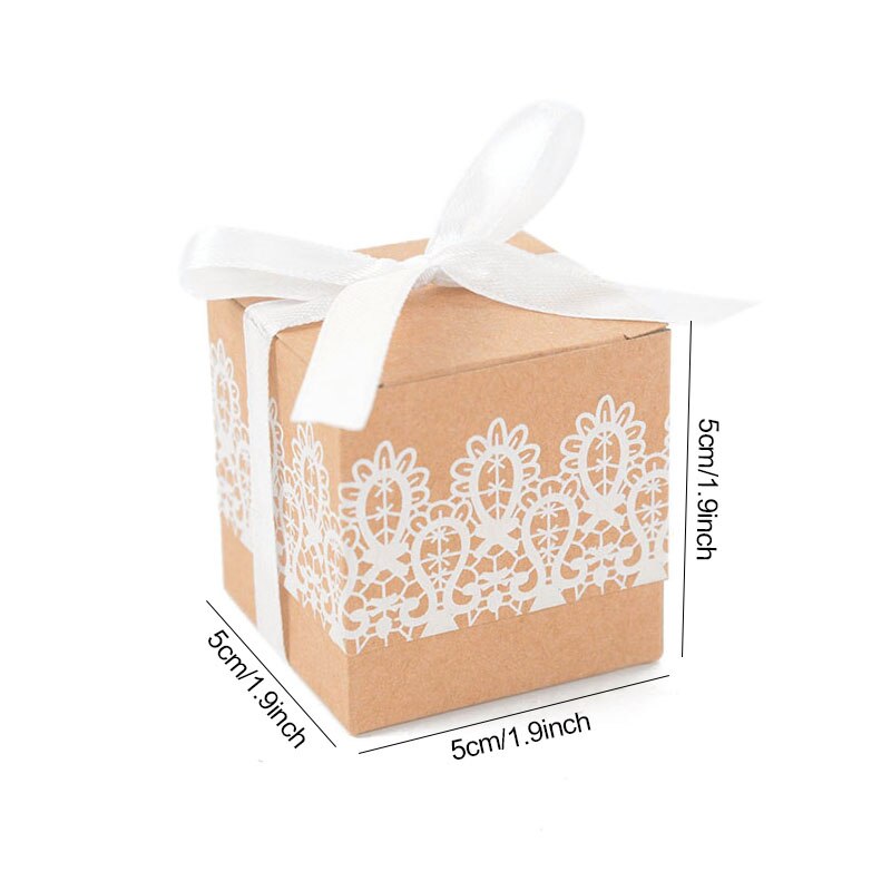 10/30/50pcs Lace Bow Candy Boxes Wedding for Guests Chocolate Packaging Box Bag Birthday Party Baby Shower Supplies