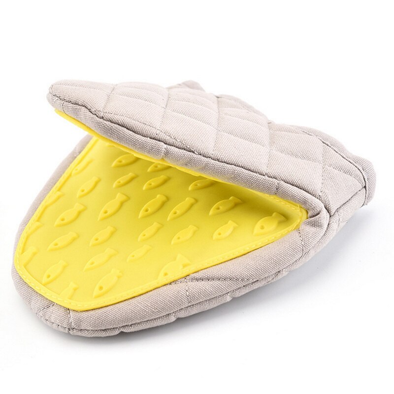 Gants de cuisine en Silicone Anti-brûlure, mitaines, maniques, plateau, plat, bol, pince à main, outils de cuisine: Yellow
