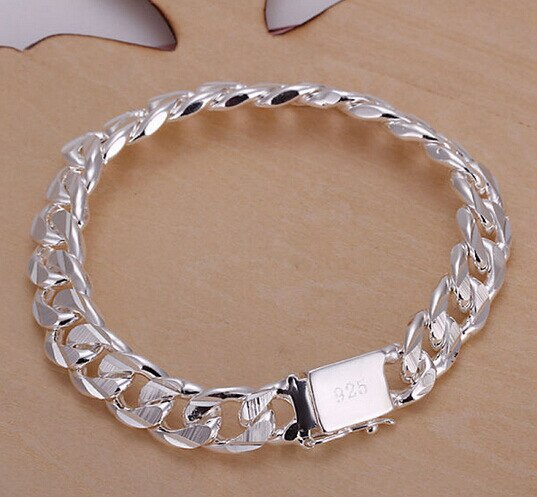 Hommes Hip Hop chaîne cubaine Bracelet 925 en argent Sterling mâle Hiphop bracelets cubains breloque bijoux: Default Title