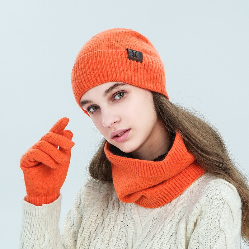hommes femmes écharpe chapeau gants ensemble trois pièces hiver ensemble femme chapeaux écharpes hommes unisexe bonnets bonnet tricoté