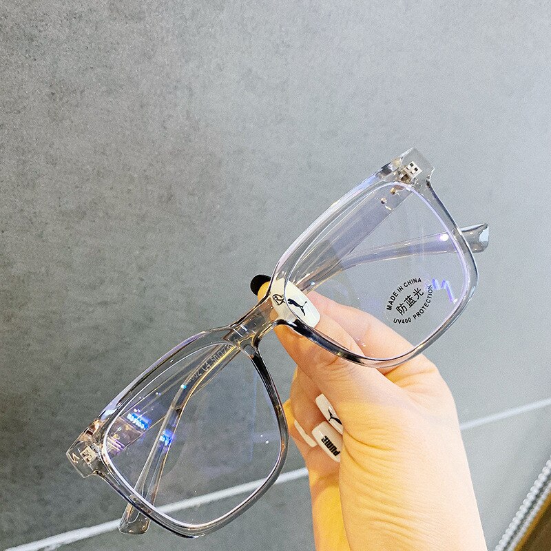 Bågar optiska glasögon dam herrglasögon bågar fyrkantiga närsynthet bågar glasögon blå transparent ljus glas dam: Grå