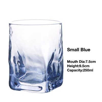 Vierkant gehamerd whiskyglas, waterglas, waterbeker, sapglas, wijnglas, drinkbeker 250ml/330ml: Klein blauw
