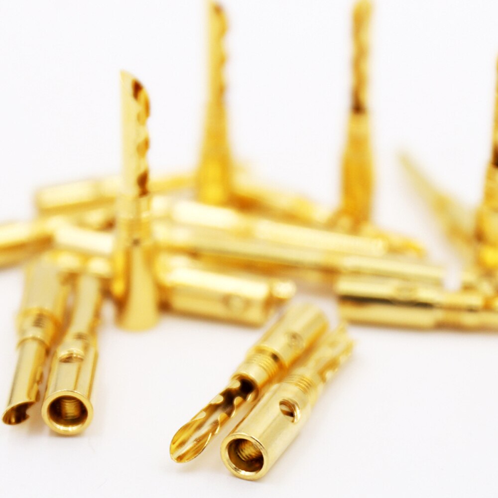 12 Uds BA1418 24K cobre chapado en oro BFA 4mm conector Banana macho de altavoz