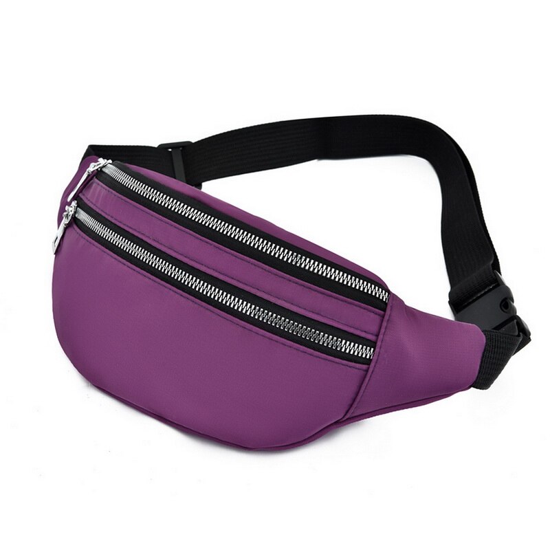 Fanny pack dame midje pakke tilfeldig crossbody brystvesker unisex hofte bomveske reise vanntett belteveske sportsveske: Lilla