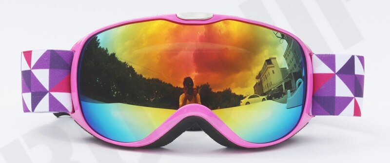 BOLLFO occhiali da sci per bambini occhiali antiappannamento UV400 per bambini di piccole dimensioni occhiali sferici da sci ragazze ragazzi occhiali da Snowboard occhiali: Pink Frame