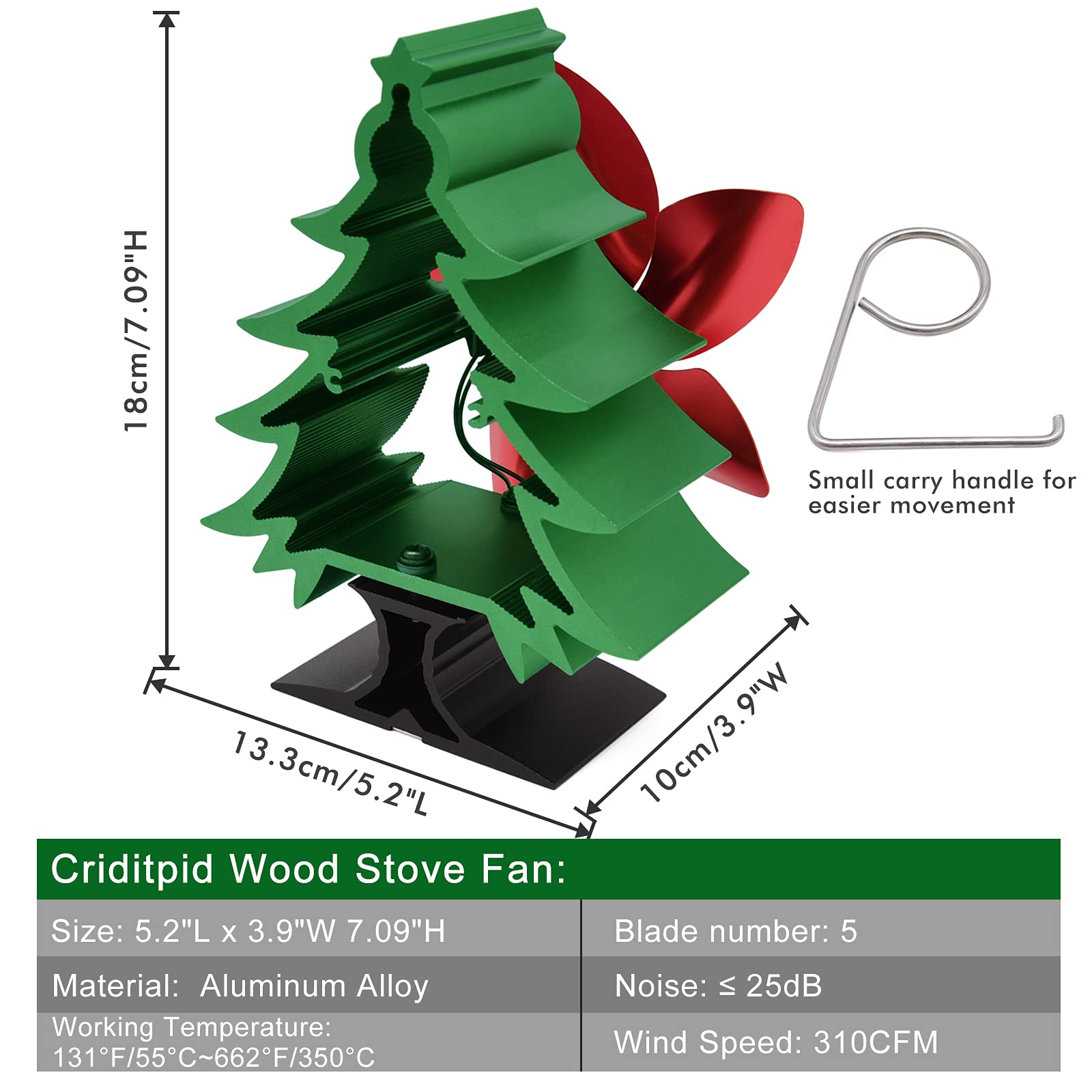Christmas Tree Shape Five Leaves Fireplace Fan Unpowered Fan for Stove Fans Indoor Wood Stove House Firewood Stoves for Home