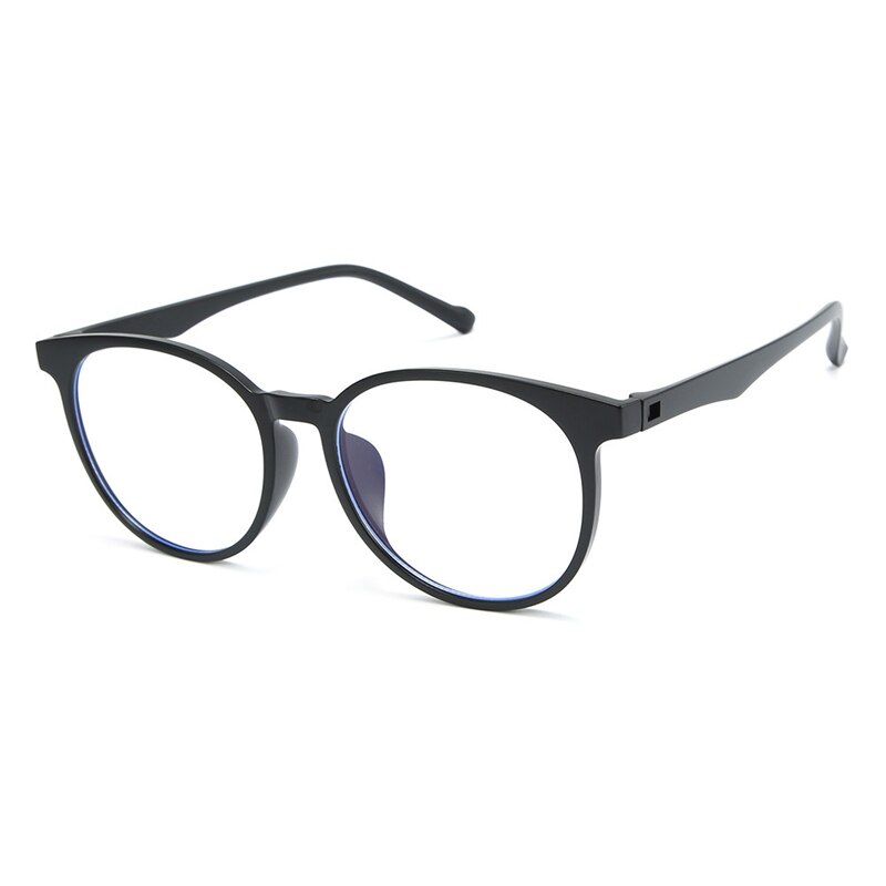 Elbru TR90 lente transparente ultraligera Marco de gafas para mujeres Anti azul claro azul-ray gafas de ordenador marcos de gafas redondas: Matte Black