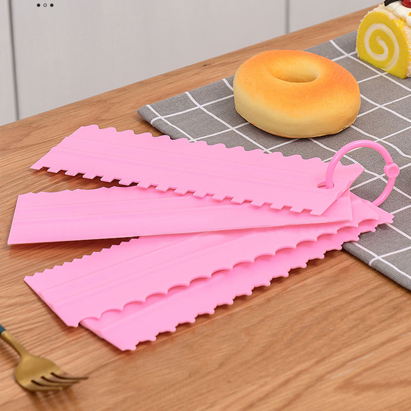 4 Stks/set Plastic Butter Cake Schraper Spatel Bakken Accessoires Keuken Fondont Cake Decorating Gereedschap Schrapers Soepeler: pink set