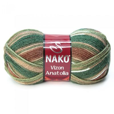 Nako Vizon Anatolia Yarn Dıy Knitting Rope Yarn Multicolor Shawl Cardigan Scarf beanie colored rope Soft 100% Premium Acrylic: 81029