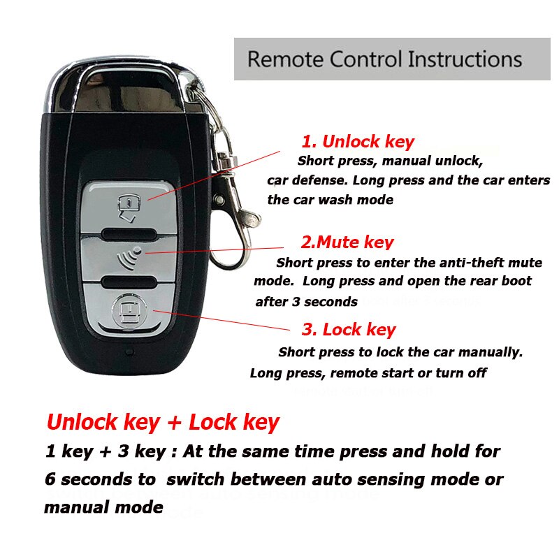 Universal Version Smart Key Pke Passive Keyless Entry Car Alarm System