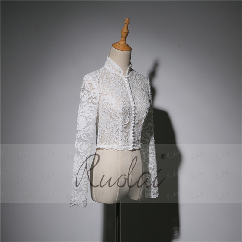 hoch Nacken Spitze Bolero Braut Jacke Hochzeit Bolero Geschmack Frauen Langarm Königlichen Braut wickeln Hochzeit Mantel Spitze für Hochzeit FJ37