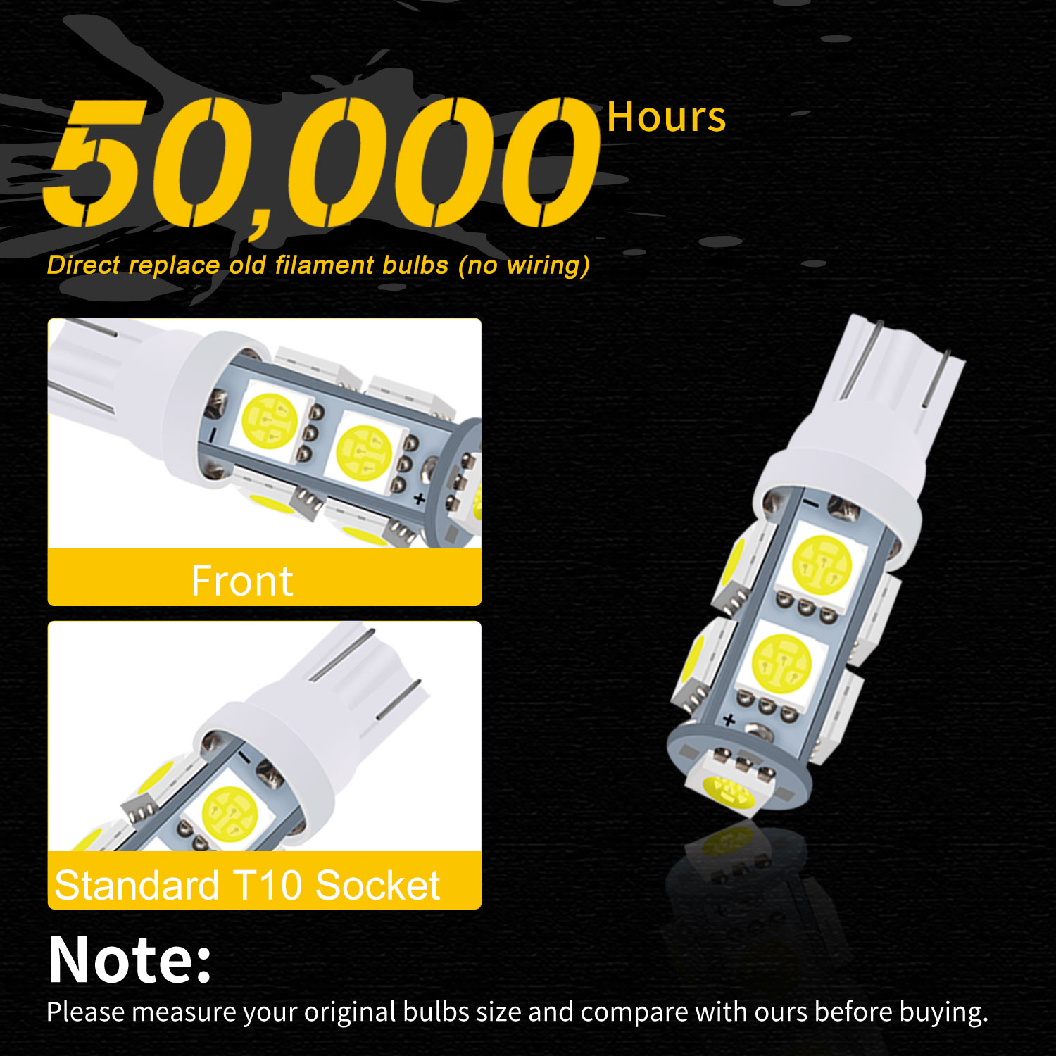 10 Uds. Bombilla LED para coche T10 W5W 194 luz de señal LED 12V 5050 9SMD 8000K cúpula Interior de coche mapas de lectura lámparas de maletero de cuña lateral