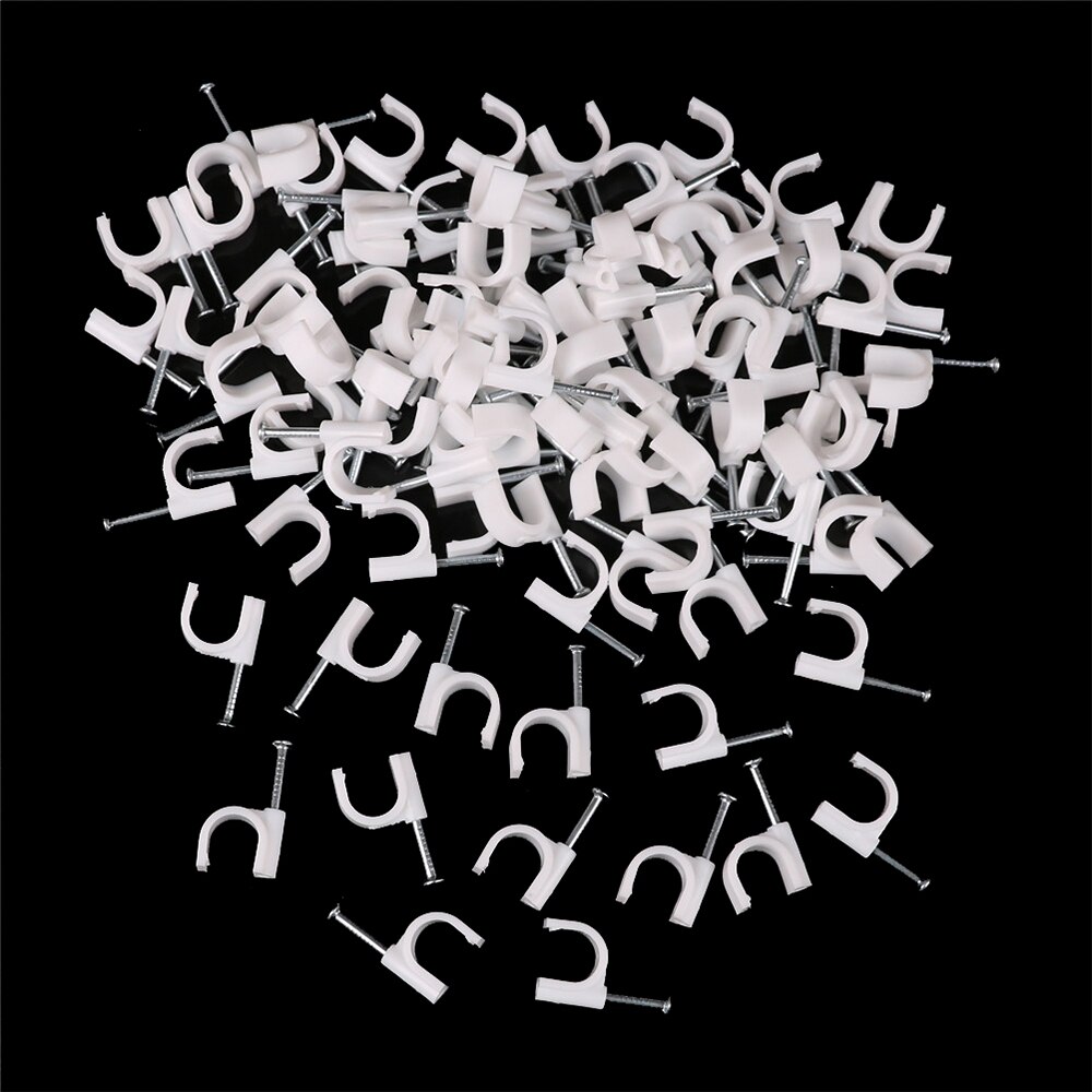 100Pcs Round Cable Wire Clips 5/6/7/8/10/12mm White Cable Management Electrical Wire Cord Tie Holder Circle Cable Clips