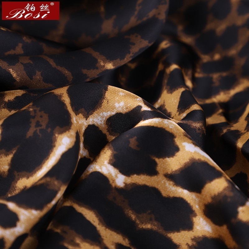Tørklæde leopard print tørklæde kvinder firkantet blomst luksus mærke sjal lyserøde tørklæder satin stribe tørklæder foulard leopardo mujer sjaal