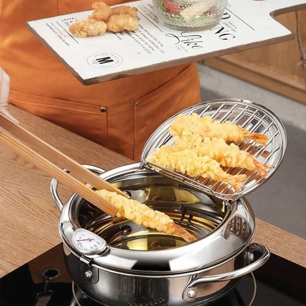Cucina pentola per friggere termometro Tempura friggitrice pentola controllo della temperatura utensili da cucina in stile giapponese fritto utensili da cucina