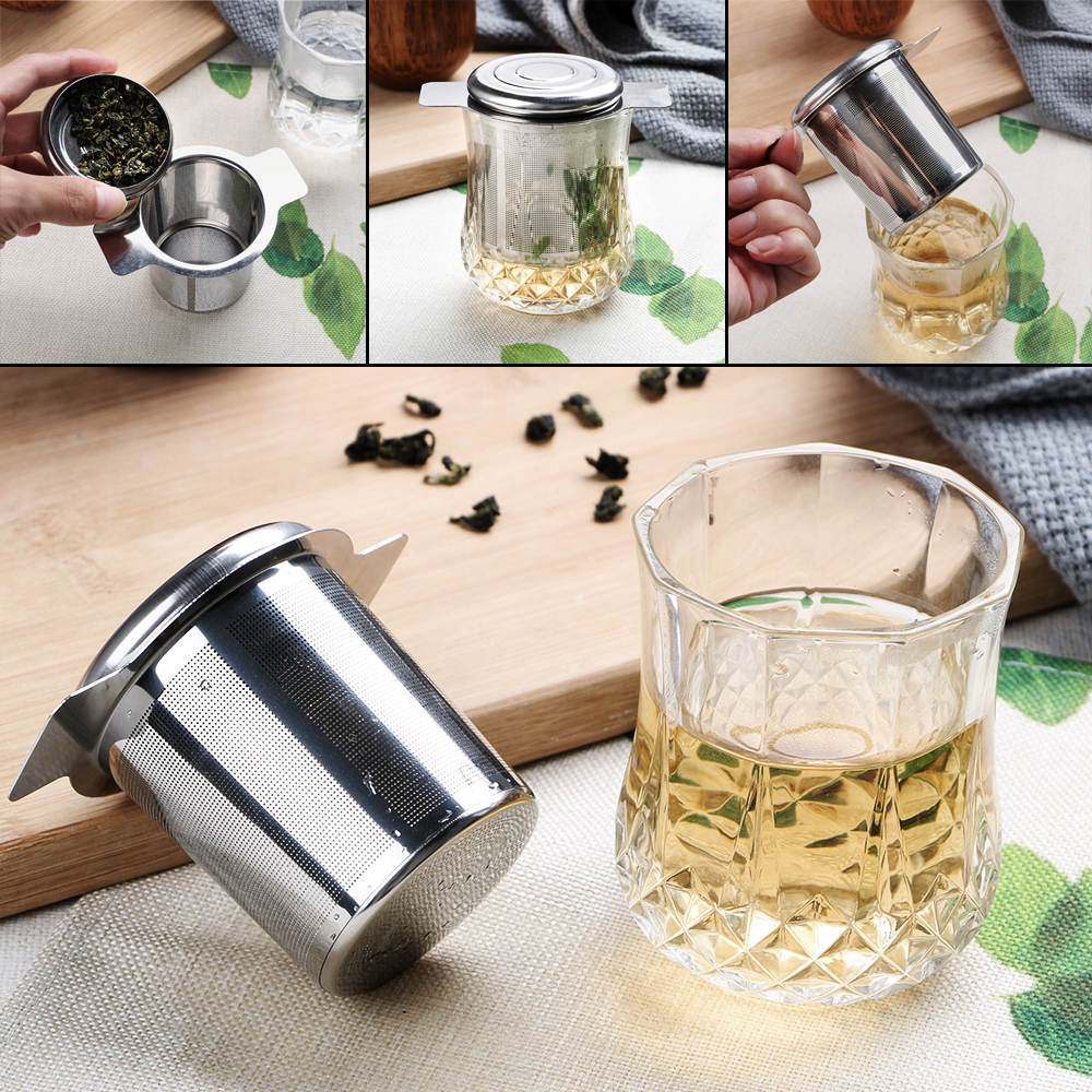 Roestvrij Staal Thee Infusers Mand Fijne Mesh Theezeefje Deksel Thee En Koffie Filters Met 2 Handgrepen Herbruikbare