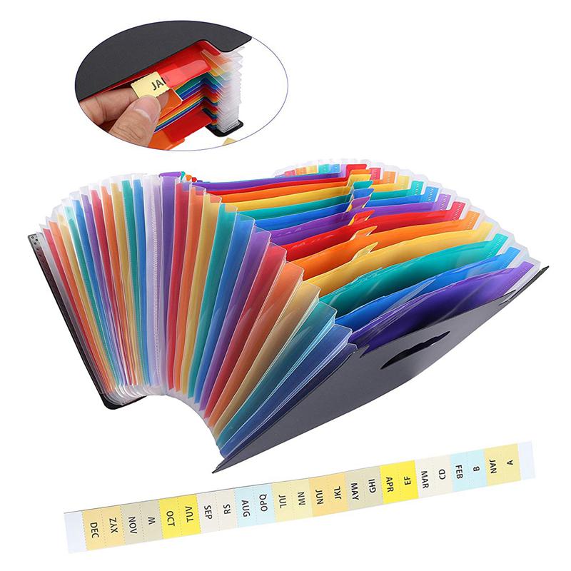 24 Pockets Expanding File Folder Large Space A4 Filing Folders Box File Business Home Office Document Accordion File Stor