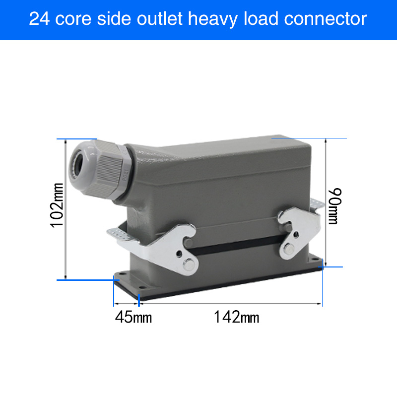HDC-HE4 6 10 16 20 24 32 48 Core Pin 16A Rectangular Heavy Duty Connector Waterproof Aviation Plug Top And Side Line Connector: WHITE