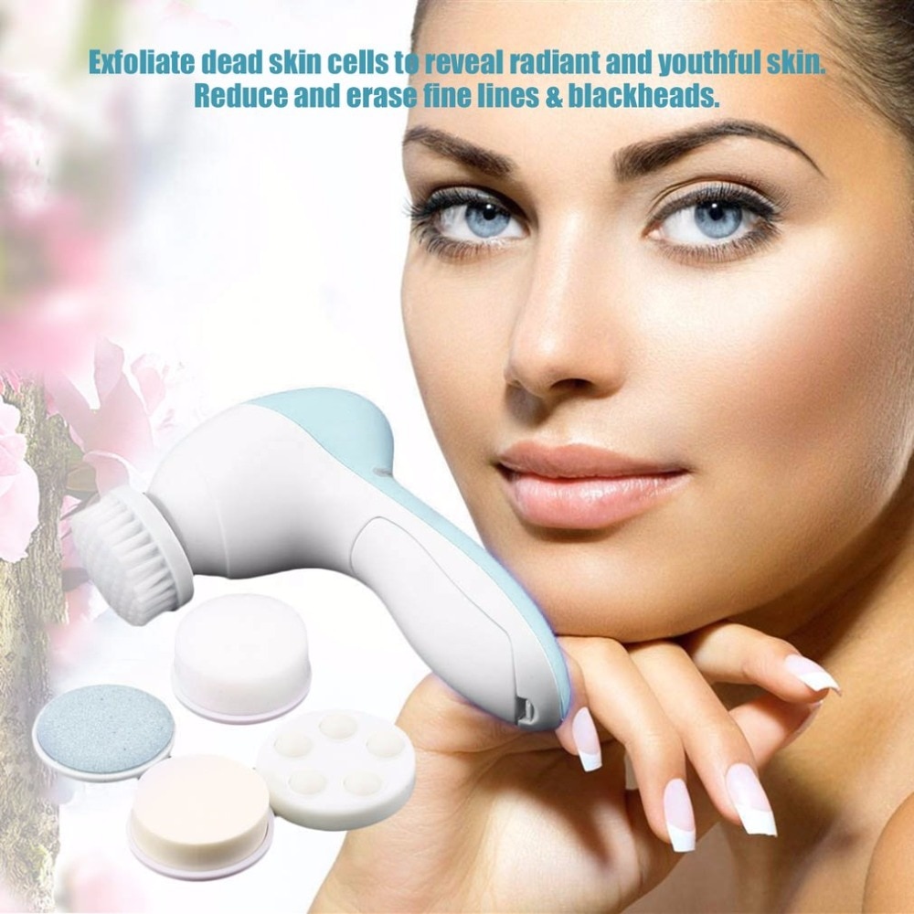 1 Set 5-In-1 Elektrische Wassen Gezicht Machine Facial Pore Cleaner Body Reiniging Massage Mini Skin Beauty massager Gezicht Wassen Borstel
