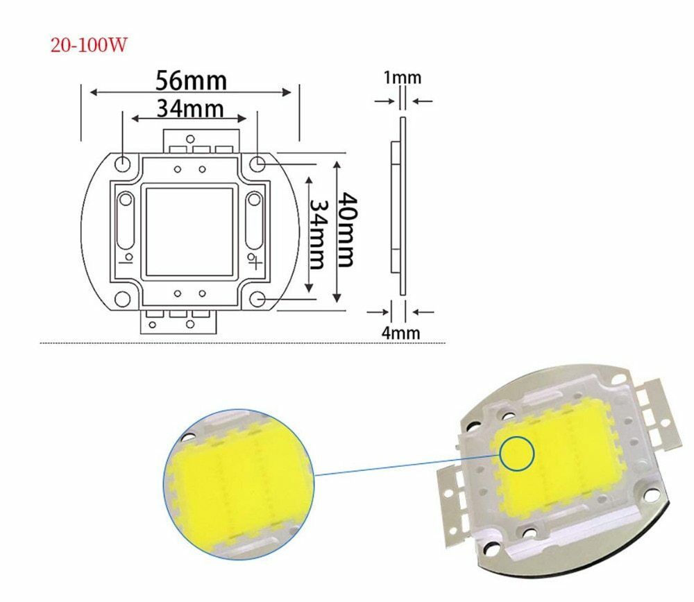 10/20/30/50/70/100W Dc 12V 36V Cob Led Chip lamp Chips Voor Spotlight Schijnwerper Tuin Vierkante Geïntegreerde Licht Led Kralen