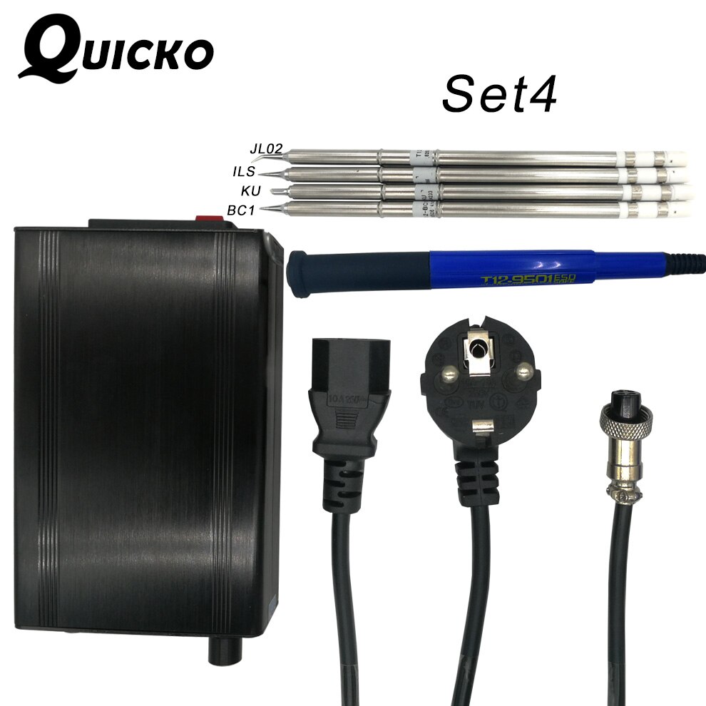 Quicko stc  t12 oled digital loddestation  t12 9501 håndtag loddetip 108w stor strømforbrug til hakko blyfri jernspidser