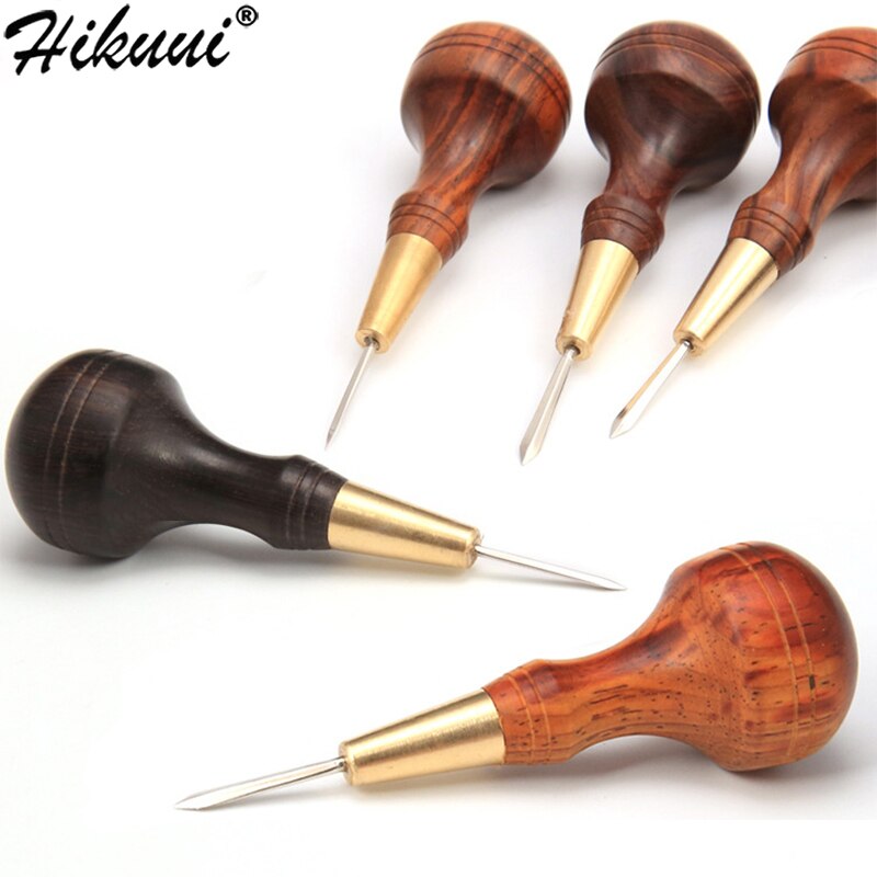 Poinçon de couture artisanal en cuir, manche en bois en forme de diamant, 1.5mm 3mm 4mm 5-6mm, outils de couture faits à la main, bricolage