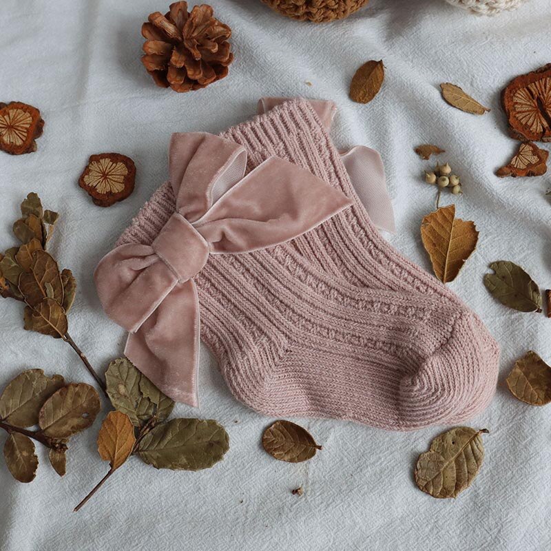 Primavera autum bebê meias com arco grande algodão quente cor sólida da criança bebê menina meias presente de ano novo: pink