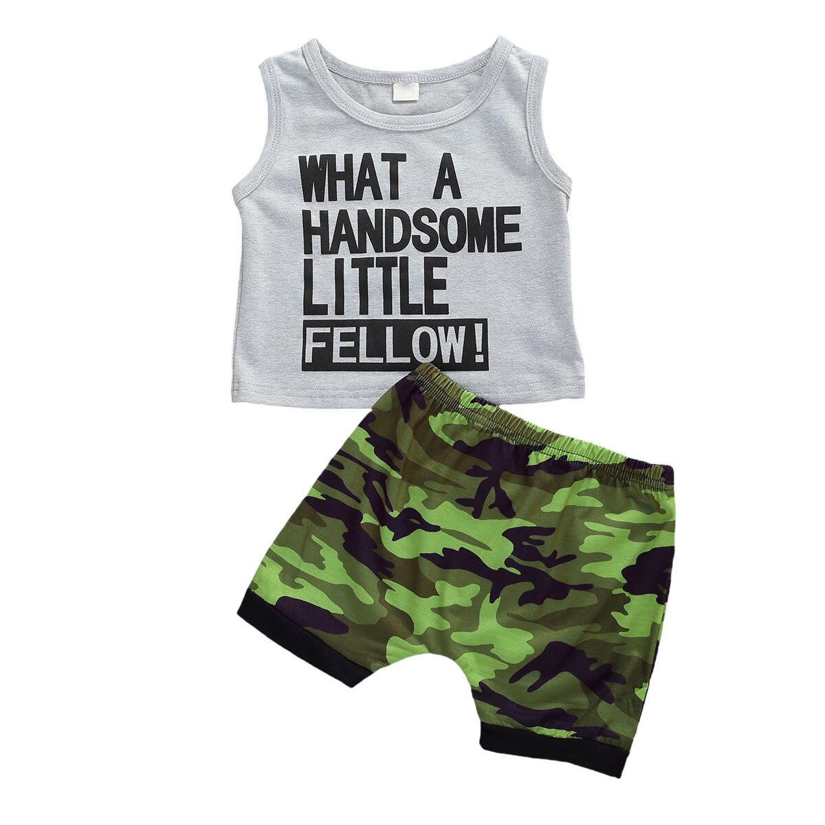 6m-3 år baby drenge sommertøj sæt ærmeløs brev print tank top og camouflage shorts sæt: 1 / 6m