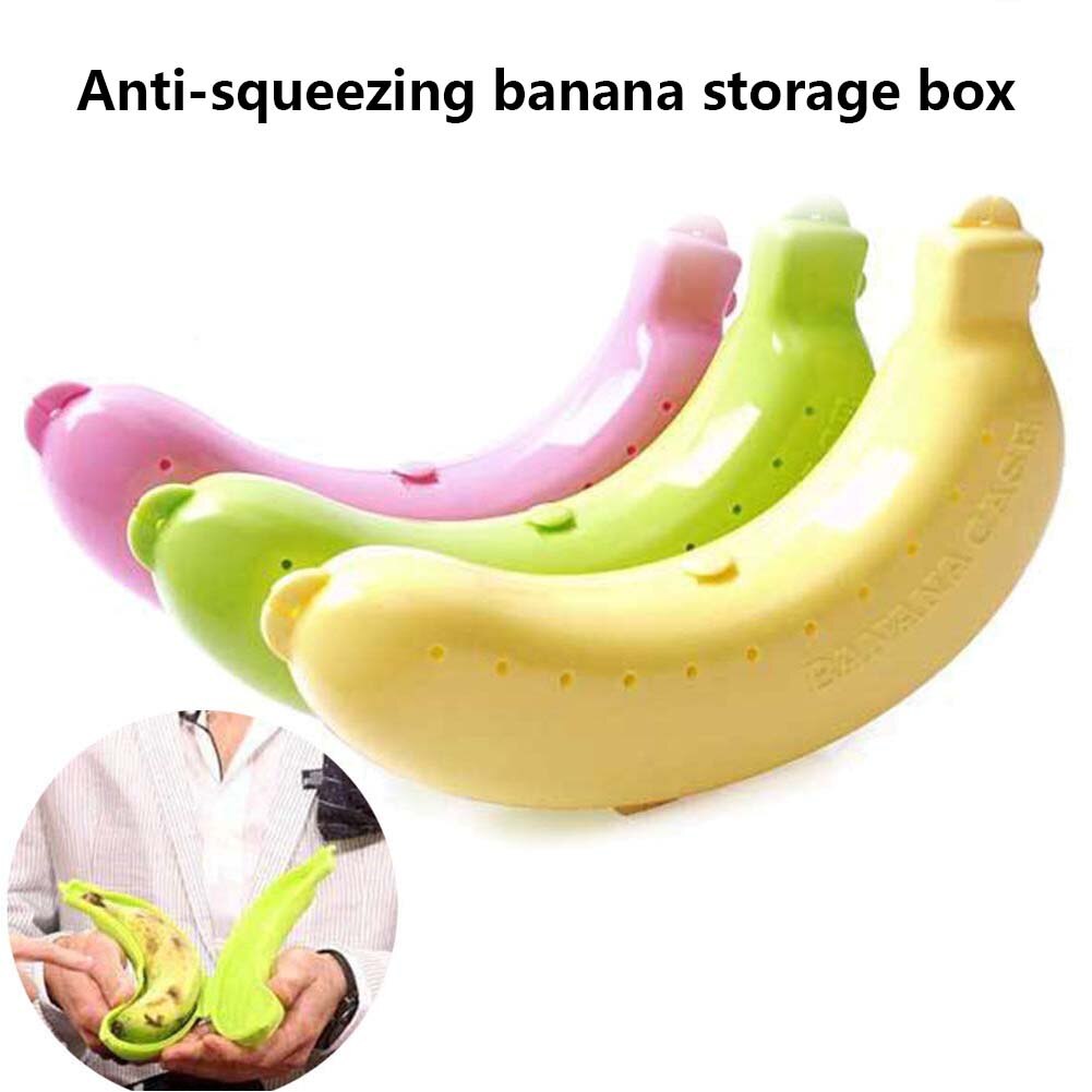 3 farver miljøvenlig holder frisk frugtkasse frokostbeholder opbevaringsboks til børn beskytter frugtkasse bananbeskytter kasseholder