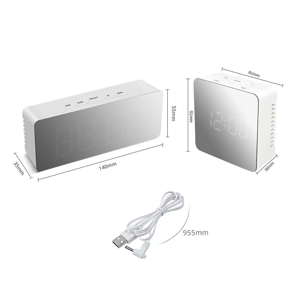 Tafel Klok Led Spiegel Elektronische Klokken Desktop Tijd Datum Temper Snooze Wekkers Nachtlampje Home Office Decor Desk Horloge