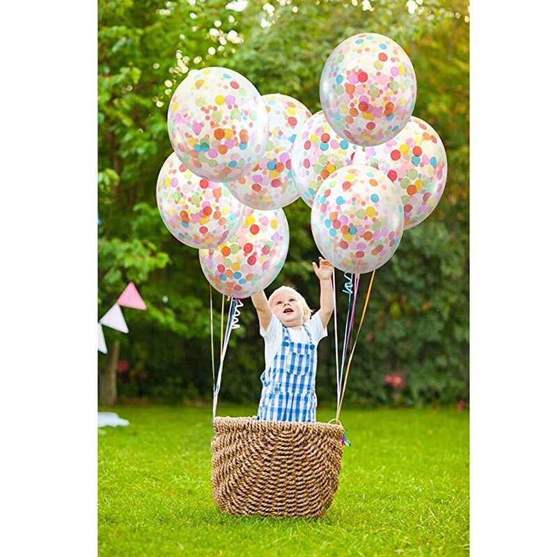 5 stuks 36- inch grote ronde transparante latex ballonnen met kleurrijke confetti en pailletten als decoratie voor een bruiloftsfeest