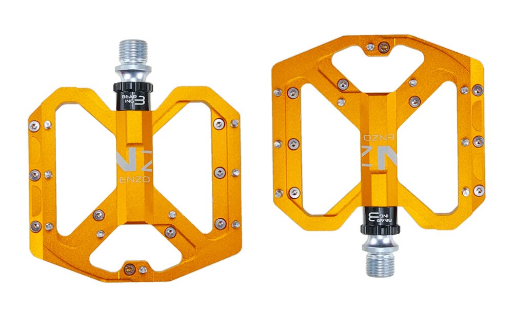 SHANMASHI ENZO Flat Foot Ultralight Mountain Bike Pedals MTB Aluminum Sealed 3 Bearing Anti-Slip Bicycle Pedals Bicycle Parts: gold
