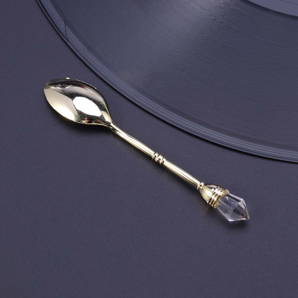 Cuchara de café Retro de estilo clásico europeo, cuchara revolviendo con cabeza de diamante, cuchara pequeña creativa para pastel de café, helado (dorado