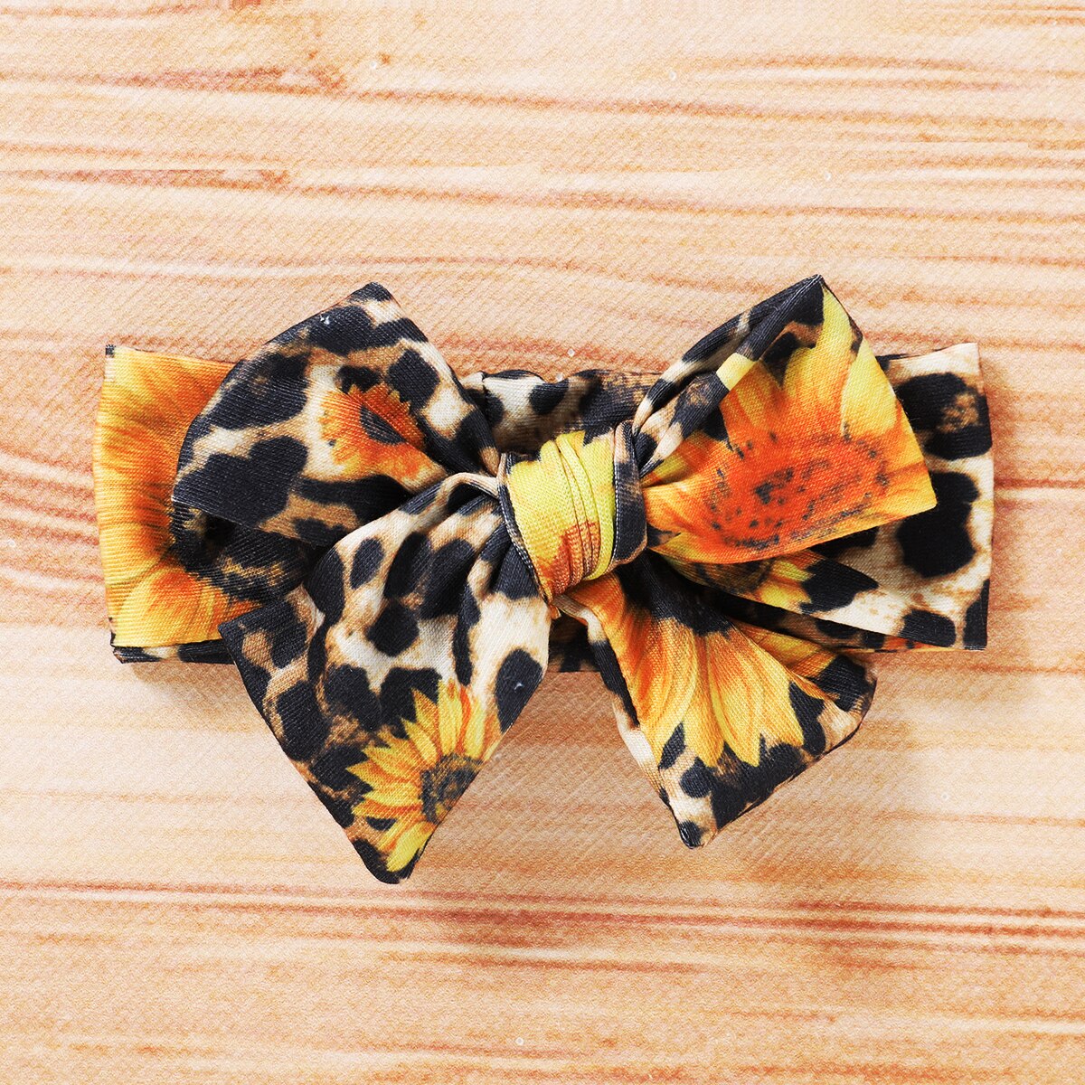 Conjunto de ropa de 0-18M para bebés y niñas, conjunto de 3 uds. De manga corta de girasoles con estampado de leopardo, Tops + Pantalones cortos + diadema