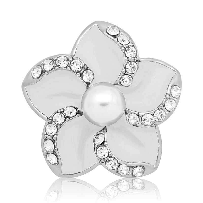 KZ1377 Beauty Crystal Kleurrijke Parel Bloemen 25Mm Snap Knoppen Fit Snap Sieraden: white