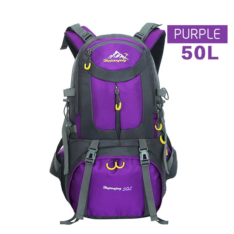 40l \ 50l \ 60 l utendørs turbag stor kapasitet klatreposer jakt bag reise camping tur ryggsekk sports ryggsekk: Lilla 50l