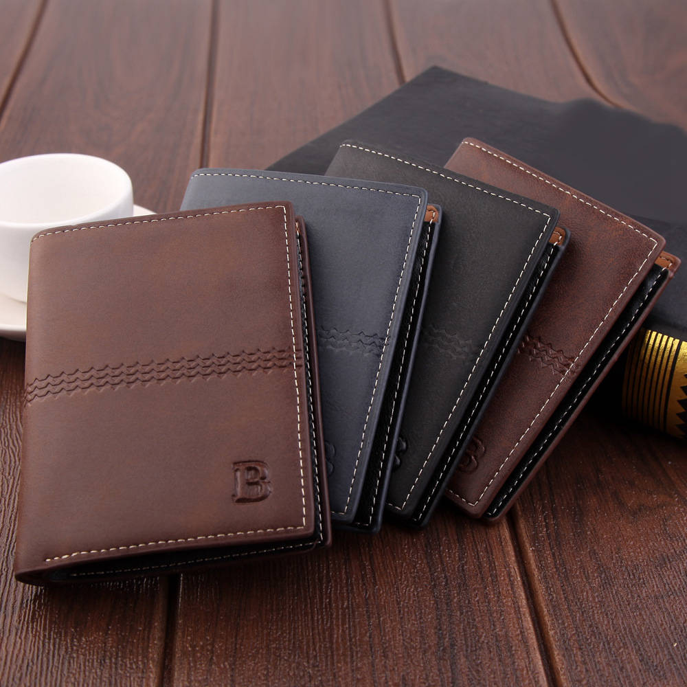 men's wallet Vintage brown Dollar Short Slim carteira masculina erkek cuzdan billetera hombre No Zipper wallet men B purse