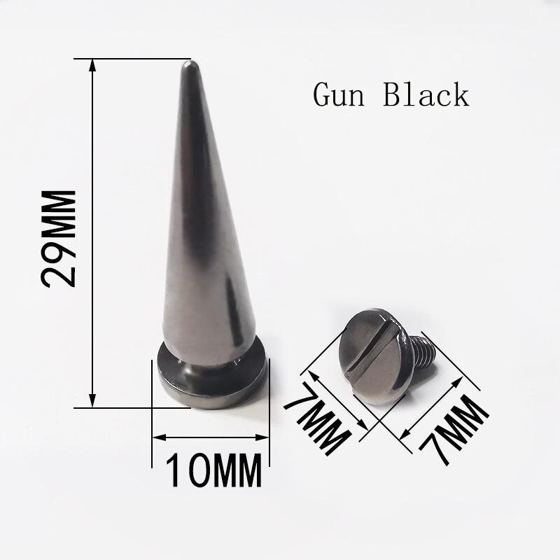 Grands Rivets en forme d&#39;arbre en laiton, 10x29mm, 10 pièces/lot, accessoires pour bricolage, Punk, décoration de vêtements d&#39;animaux de compagnie pour sac artisanal en cuir: 10 pcs gun black