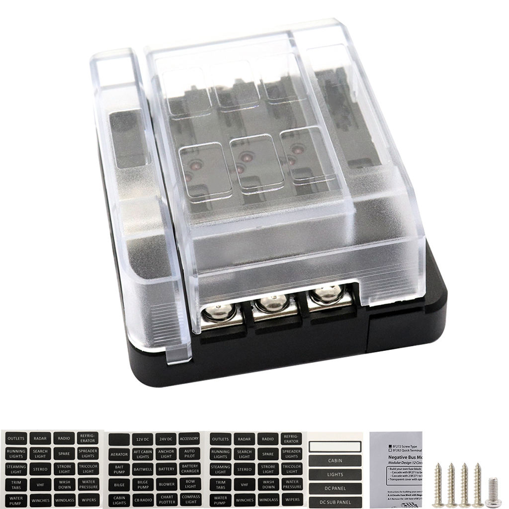6 Way Modular Fuse Box Circuit Fuse Block 32V for Car RV Boat Yacht
