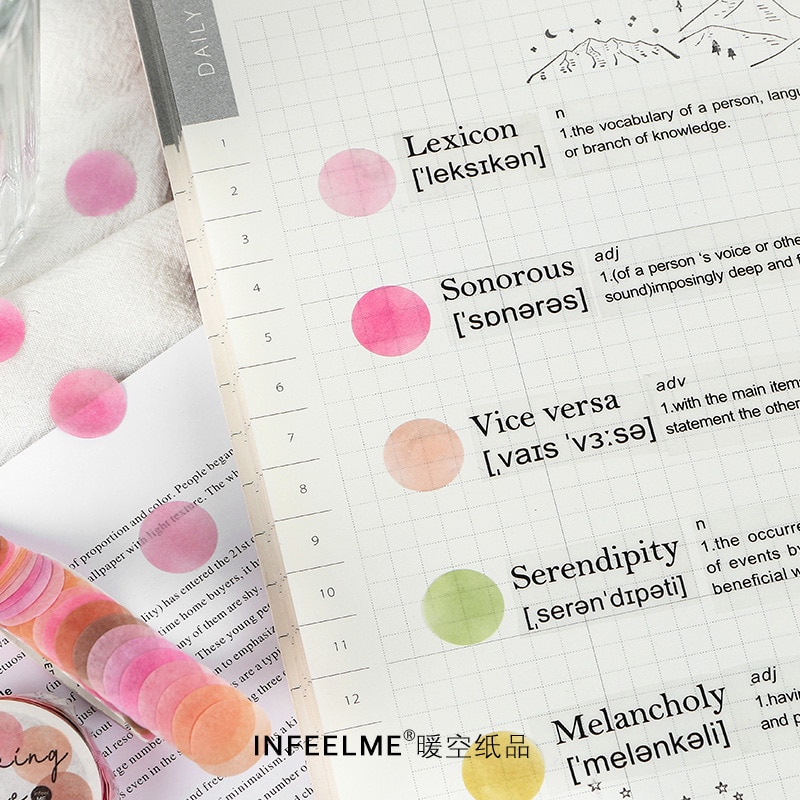 Frukt hårt godis serie journal washi tejp gör-det-själv scrapbooking klistermärke etikett färsk färg cirkel maskeringstejp skola kontorsmaterial