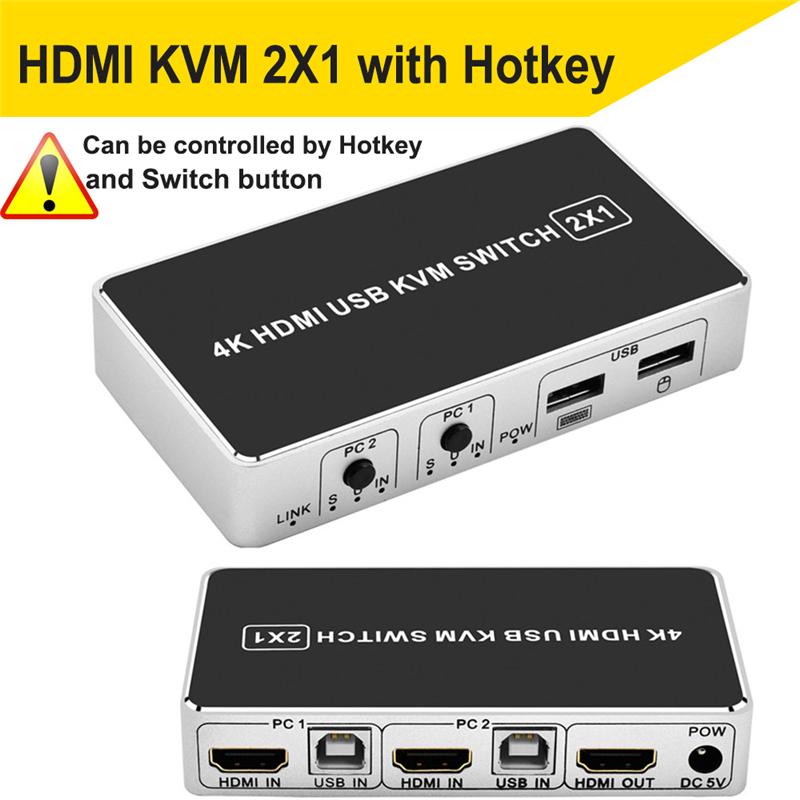 USB HDMI 1.4 KVM Switcher control 4K HDMI KVM Switch 4/2 port 3840X2160P up to 4/2 monitors for mac os. windows 10