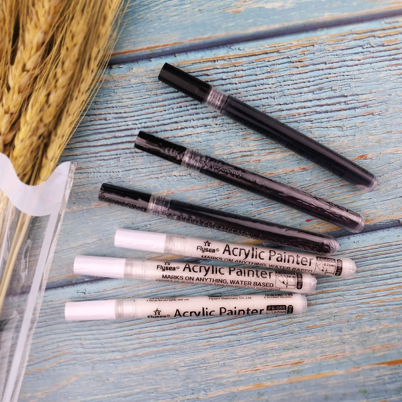 Black/White/Gold/Silver Extra Fine Point Acrylic Marker Pens for Ceramic Wood Metal Paper Drawing Opaque Ink