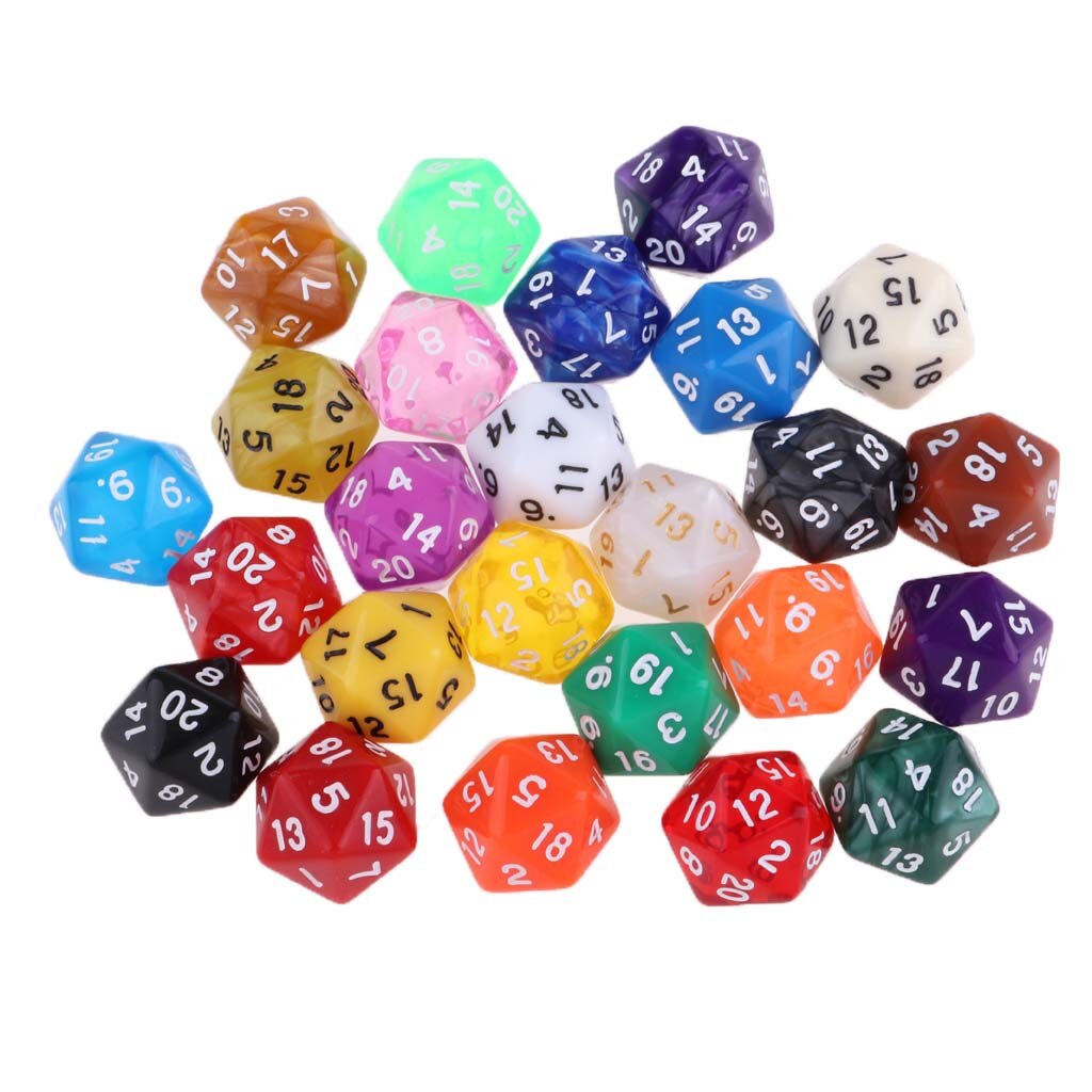 25 Pcs Polyhedral D20 Dice For TRPG Game Random Color