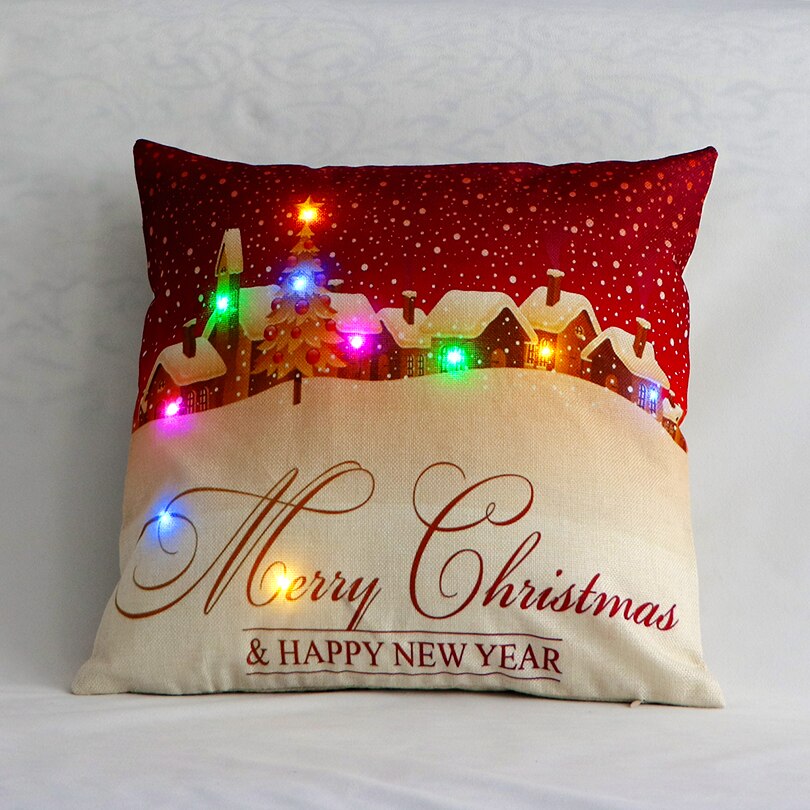 Hør glædelig jul pudebetræk ledet enkelt lykkeligt år pudebetræk sne vintage hjem seng dekorative pudebetræk