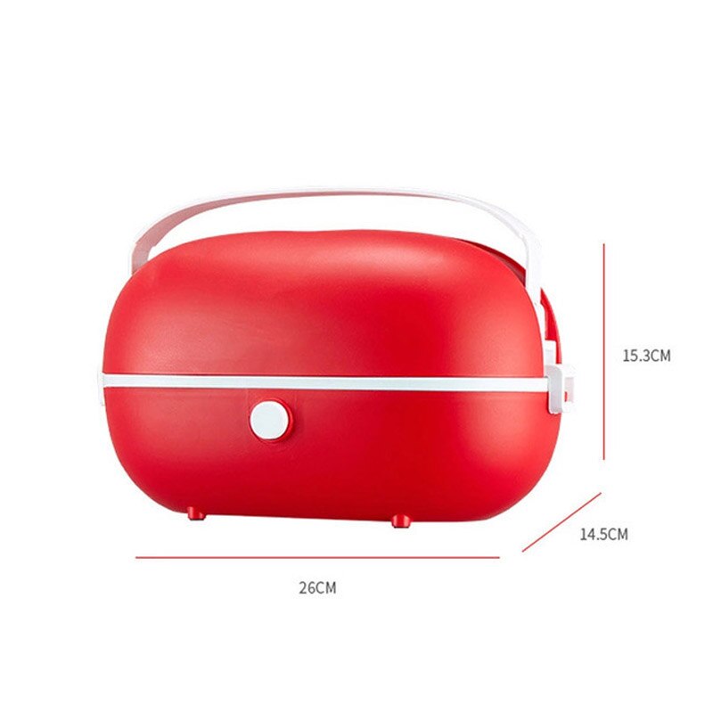 12V-24V/110V/220V Portable Electric Lunch Box Stainless Steel Rice Cooker Home Office Heated Food Warmer Container Meal Thermal: Red / 220V EU plug
