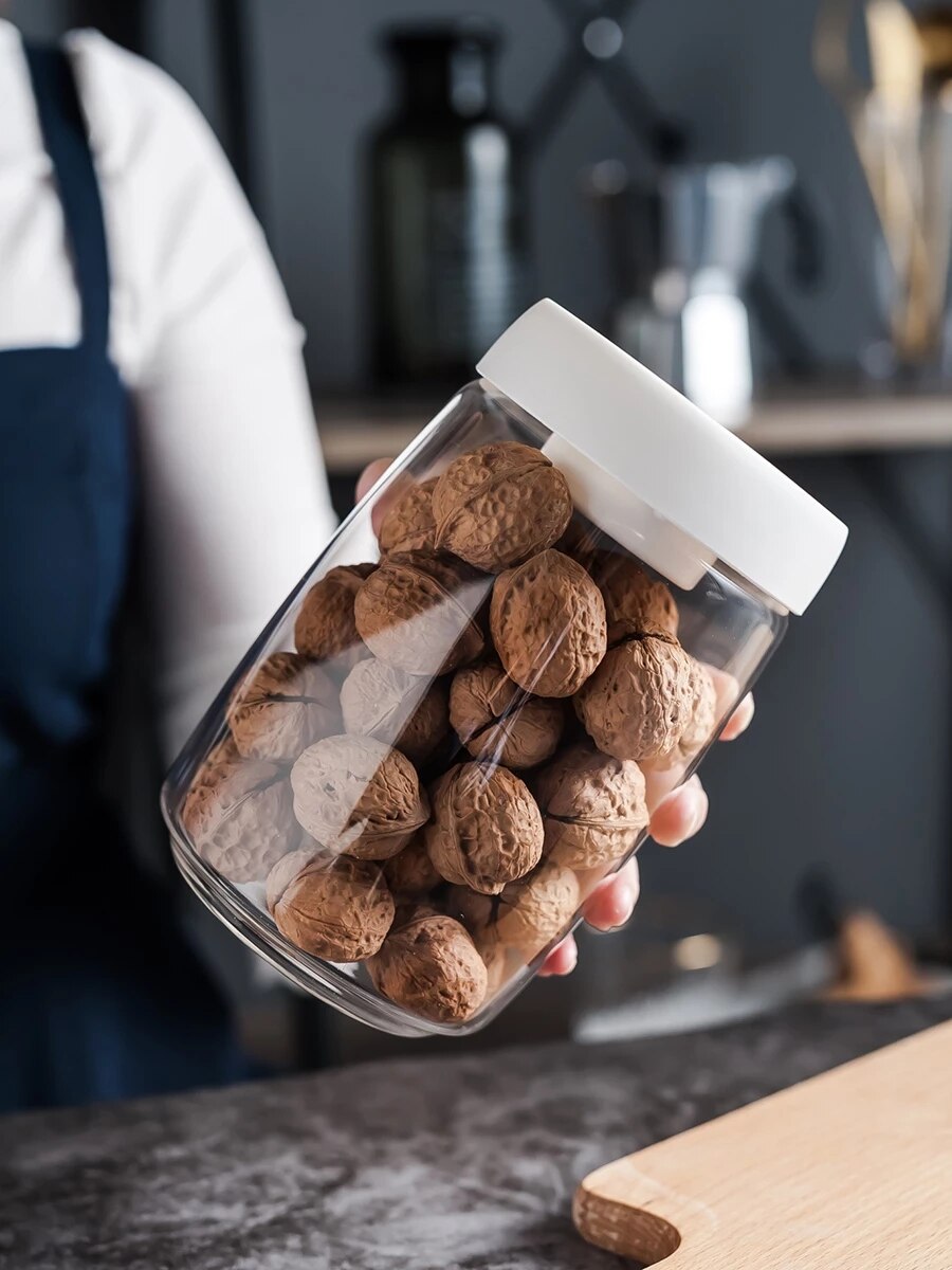 Vacuum storage bottle sealed glass bottle coffee storage jar food container storage tank kitchen storage tank transparent