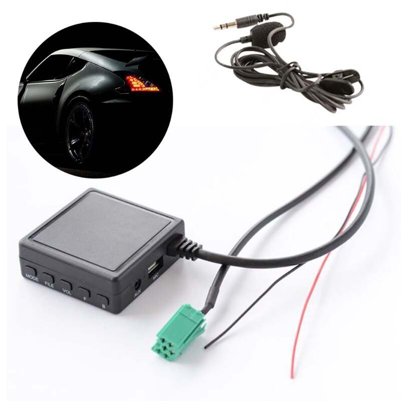 6Pin 3.5Mm Auto Aux Adapter Stereo Muziek Connector Tf Usb Microfoon Media Plug Multifunctionele Auto Adapter