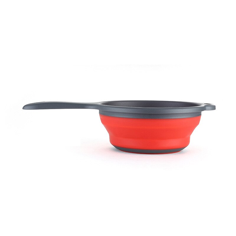 Foldable Silicone Colander Fruit Vegetable Washing Basket Strainer Collapsible Drainer With Handle Kitchen Tool: Red