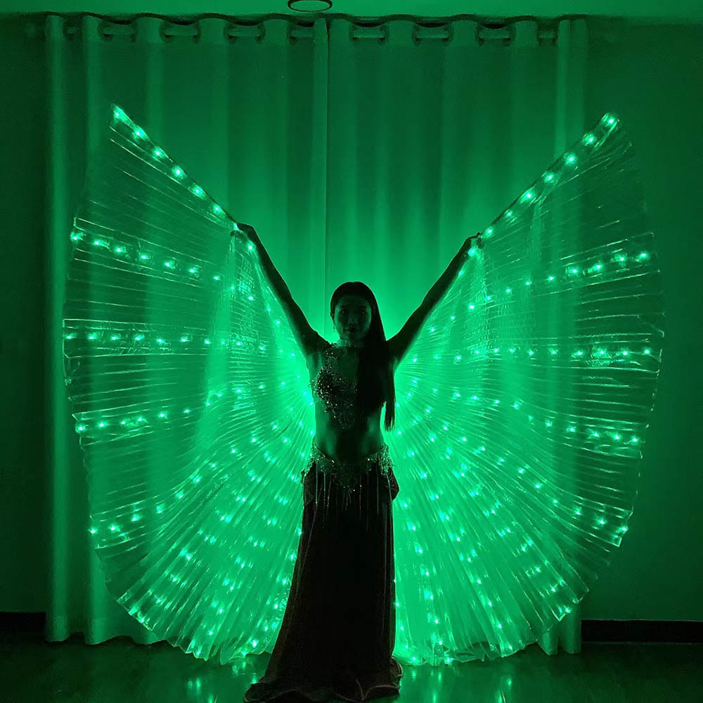 Leuchten LED ist FlüGel Bauchtanz Kostüm Frauen glühen Schmetterling FlüGel Mit Teleskop Stäbchen Karneval Halloween Party Requisiten Tragen: Orange